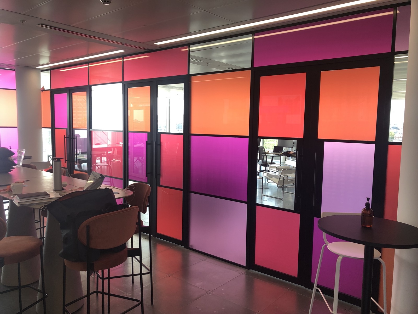 PwC - coloured glass partition film
